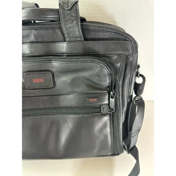 Tumi T-Pass Organizer Brief Soft Napa Leather Laptop Expandable Bag PERSONALIZED - Picture 3 of 16